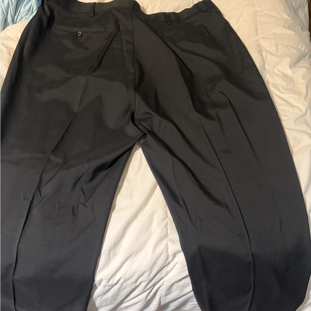 Men's Savane Black Dress Pants - Classic Tailored Trousers - Picture 4 of 4